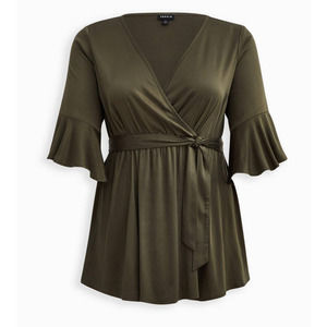 Torrid Babydoll Challis Surplice Tie-Front Top